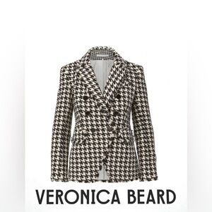 VERONICA BEARD Dickey Jacket Women SZ 6 Black White Houndstooth Plaid Miller